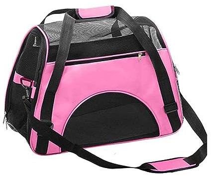 EHOTER Tragbare Haustiertasche Transportbox Katzentiertasche mit Schultergurten für Haustiere Katzen wasserdichte Atmungsaktive Katzentransporttasche für Hunde Katze (Rosa,M)