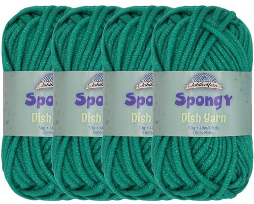 JubileeYarn Spongy Dish Yarn - Worsted Nylon Dishcloth - 50g/Skein - Seaweed - 4 Skeins