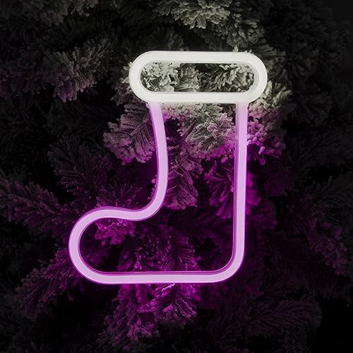The Christmas Workshop LED Neon Lights/Indoor Light Up Christmas Decoration/Easy Hanging Hook / 6 Hour Timer Function/Battery Powered (Christmas Stocking)