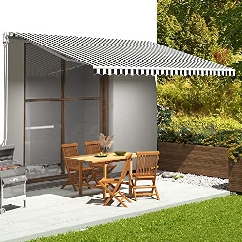 FIRBNUS Tessuto di Ricambio per Tenda da Sole 480x295 cm Tettoie in Tela Antracite e bianco