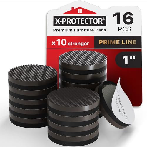 Piedini antiscivolo gomma X-PROTECTOR - Piedini di gomma adesivi 16 pz 25 mm - Premi gommini per sedia - Feltrini antiscivolo per mobili di alta qualità - Migliori feltrini sedie gomma!
