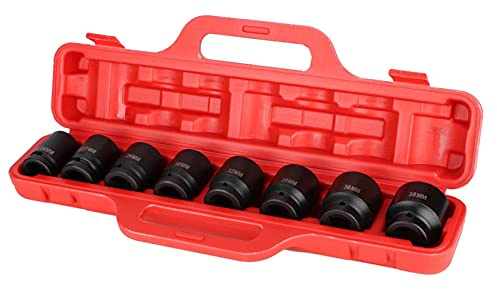 Steckschlüsselsatz 3/4 Zoll, 24-38 mm, 8-teilig Sechskant | Kraft-Stecknüsse, für Schlagschrauber, Zum Lösen von Schrauben, Sechskantprofil, 3/4 Zoll Antrieb, Werkstatt