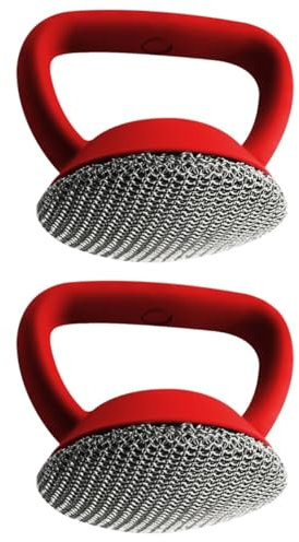 Beavorty 2 Pièces Brosse à épurateur en Fonte épurateur de poêle en Fer Scrubber pour Four Brosse à casseroles en Acier Anneaux soudés Casserole Brosse de Fer
