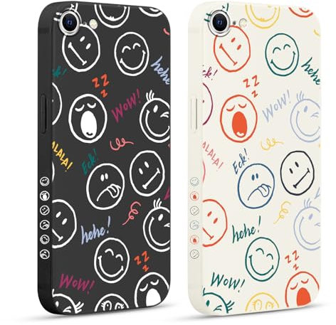 Pnakqil 2 Stück Handyhülle für iPhone 8/7 / SE 2020 / SE 2022 4,7 Hülle, Lächeln Muster Niedliche Aesthetic Case Silikon Weiche für Mädchen TPU Dünn Stoßfeste Kameratasche Tasche Schutzhülle