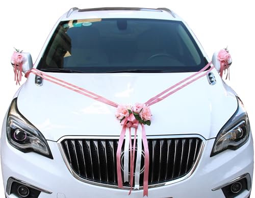 Décoration de voiture de mariage - Décoration de voiture - Décoration de mariage - Rose - Fleurs - Guirlande de voiture de mariage - Décoration de voiture de mariage - Rose