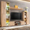 Iiaky TV Wohnwand mit LED-Leuchten Sonoma Eiche Wohnzimmer TV Set TV Schrank TV Lowboard Fernsehtisch
