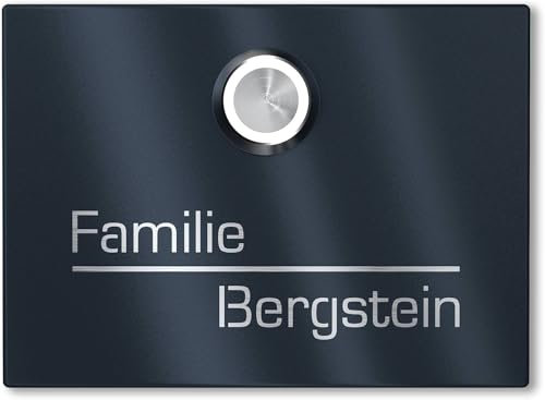 Graviers Funkklingel mit Gravur – Kabellose Türklingel aus Edelstahl in Anthrazit (RAL7016), Lasergravur, wählbare Größen (110x80mm & 160x120mm), wetterfest, 300 m Reichweite