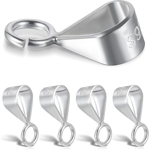 4Pcs Silver Bails for Pendants Clasp with Open Loop, Bails for Jewelry Making Pendant Bail Connector for Necklace Jewelry Making