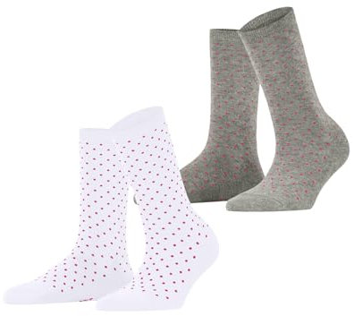 ESPRIT Damen Socken Fine Dot Multipack W So Baumwolle gemustert 2 Paar, Mehrfarbig Grey White 0040, 39-42