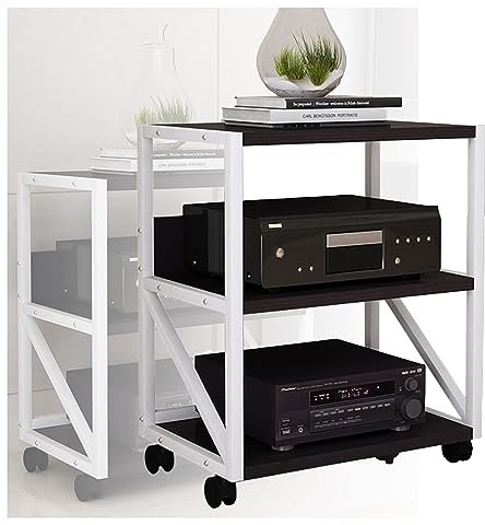 ZCFLWR 3-stufiger AV-Medienständer 3-stufiger Medienständer, Gaming-TV-Schrank und Stereo-Rack-Audioturm mit höhenverstellbarem Ständer aus gehärtetem Holz (Farbe: Schwarz, Größe: 50 x 40 x 75 cm)