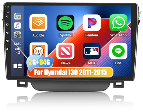 2G+64G CAMECHO Android 13 Radio Coche para Hyundai I30 2011-2015 con GPS Carplay Android Auto, Radio 2 DIN con Pantalla de 9 Pulgadas Bluetooth FM/RDS Mirror Link