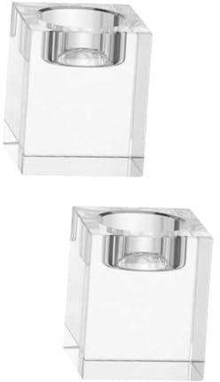 STOBAZA 2stücke Kristall Teelichthalter Im Cube-Design Romantische Tischdekoration Für Hochzeiten Und Besondere Anlässe Eleganter Kristall Kerzenständer