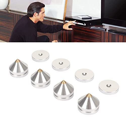 4PCS Aluminum Alloy Speaker Isolation Feet for Turntable and Subwoofer - Reduce Noise and Enhance Sound Quality (Silver)