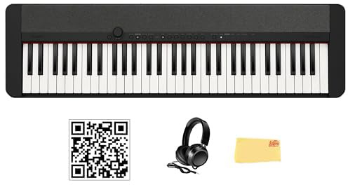 Casio CT-S1 Casiotone - Tastiera digitale portatile a 61 tasti, con cuffie, video di istruzioni e panno per la pulizia Austin Bazaar, colore: Nero