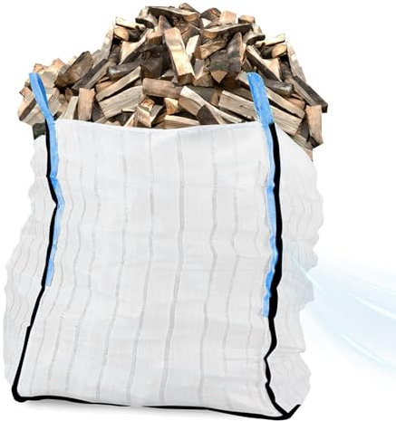 PMG Gerätevermietung - Big Bag pour bois de chauffage - 1 m³ - 90 x 90 x 110 cm - 1500 kg - 4 boucles - Sac respirant en polypropylène