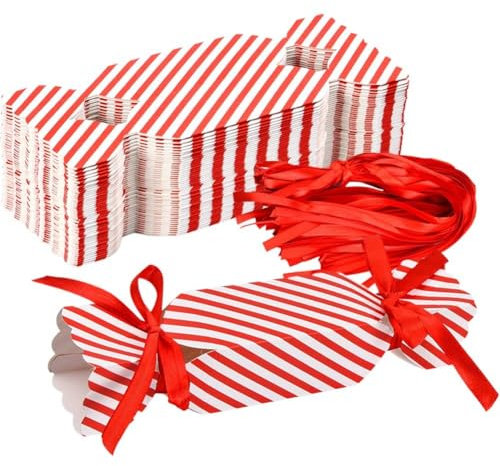 Pralinenschachtel Für Weihnachten, 50 Stück, Leere Weihnachts-leckerei-Boxen Bändern, Süßigkeiten, Schokolade, Kekse, Papierverpackungsboxen, Party-geschenkboxen