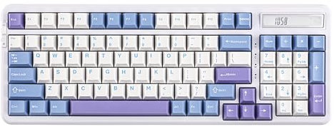 EPOMAKER Cypher 96 Tastiera da Gioco Senza fili con Batteria da 8000mAh, Tastiera Cremosa Hot-Swap con Numpad e Calcolatrice, Retroilluminata RGB, NKRO per Giochi/Ufficio (Bianco Blu, Wisteria Linear)
