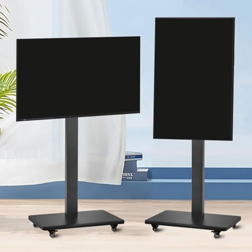 Soporte universal para TV de pantalla de 32 a 65 pulgadas, soporte de suelo para TV móvil con rotación horizontal y vertical de pantalla, soporte de TV rodante soporta hasta 100 kg, soporte de TV