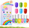 Fashion Base Nail Polish Set for Girls: Peel Off, Quick Dry, Non-Toxic, 6 Rainbow Colors with Unicorn Stickers