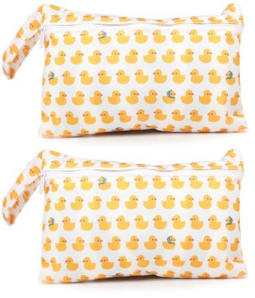 MYGLOAR Confezione da 2 pannolini di stoffa bagnati, borsa bagnata per la cameretta dei bambini, borsa bagnata riutilizzabile, con cerniera per pannolini per bambini, viaggi, spiaggia e piscina