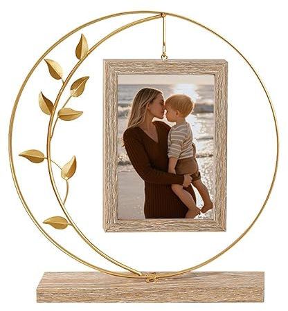 Penbinmall Bilderrahmen 10x15 Gold,Bilderrahmen Antik,Bilderrahmen Vintage mit Double HD Hochwertigem Glas und Hochwertigem Metall Zum Aufstellen HäLt 2 Fotos,Geschenk für Mama,Geschenk für Omae