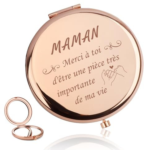 Cadeau Maman,Cadeau fete des Meres,Miroir de Poche Personnalisé de Couleur or Rose,Bonne fete Maman,Idee Cadeau Anniversaire Maman,Cadeau pour Maman,Cadeau Future Jeune Maman,Cadeau Maman Noel