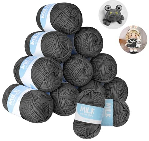 ilauke HäkelWunder 12er Set Super Weiche Acryl Wolle zum Häkeln und Stricken - 50g/Ball, 100m, Beige | Ideal für Amigurumi, Babydecken, Mützen | Maschinenwaschbar & Knitterfrei