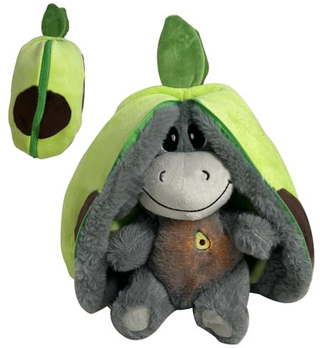 Atmendes Stofftier, Schlummer Weiches Erdbeer Avocado Plüschtier Puppe, Schlafender Plüsch Esel, Schlummer Kuscheltier, Süßes Kuscheltier Versteckspiel Esel Spielzeug, Mit Atembewegung Und Musik