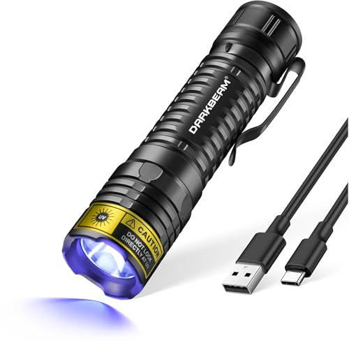 DARKBEAM UV Torch 395nm Blacklight LED Black Light | Mini but Powerful Woods Lamp Rechargeable Ultraviolet Flashlight USB -C, Pet Dog Urine Detector, for Uranium Glass, Amber
