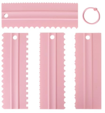 Luxvara 4 Stück Kuchenschaber, Tortenspachtel Kuchenschaber, Buttercreme Glätter, 20,5 x7 cm, Kunststoff, für Backen Werkzeuge, Küche Backen, Kuchen Buttercreme DIY Werkzeug Tortendekoration