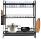 RjcdOPL Escurridor de platos de 3 niveles, escurridor de platos de hierro con soporte de tabla de cortar y 3 ganchos, 43,5 x 24,5 x 50 cm, ideal para secar y guardar platos y cubiertos