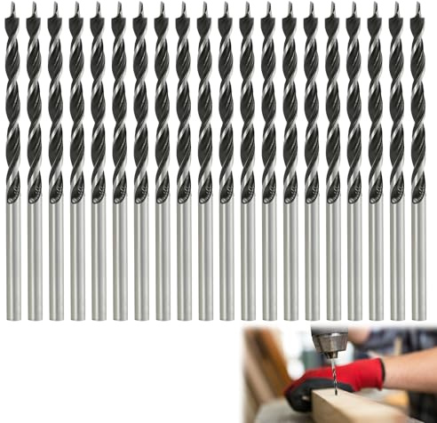 Set de 20 Forets à Bois 3 mm, Forets à Pointe Brad, Forets en Spirale pour Travail du Bois, Bois Dur et Bois Mou, Compatible Perceuse Électrique, Perceuse à Colonne et Perceuse Sans Fil