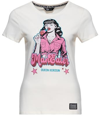 Queen Kerosin Damen T-Shirt Mit Pin-up-Print Man Eater