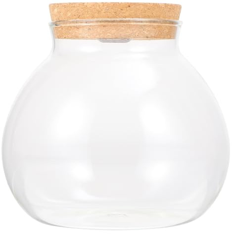 IDEANATEGRATE Decorative for Room and Wood Landscape Decoration Lid Terrarium Jar Large with LED Bottle Light, High Borosilicate Glass Ecological Bottle Featuring