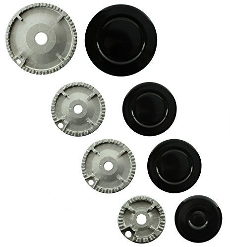 Spares2go Gas-brenner Crown & Flammenkappe für Gorenje Ofen Herd Herdplatte (Klein, 2 Mittlere & Große)