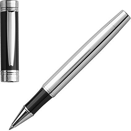 Cerruti 1881 Zoom Tintenroller aus Messing in der Farbe Silber-Schwarz, Länge: 14,3cm, NS5555N