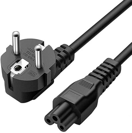Cable alimentación Trebol IEC-320-C5 | Cable Corriente para HP, Acer, DELL, Sony, Lenovo, TV LG Samsung Monitor Laptop Notebook, Cargadores de Ordenador portatil | Color Negro | 1.80 Metros