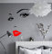 wDesigns Wandtattoo Augen Kuss Mund Gesicht Schlafzimmer Wandsticker Aufkleber Sticker