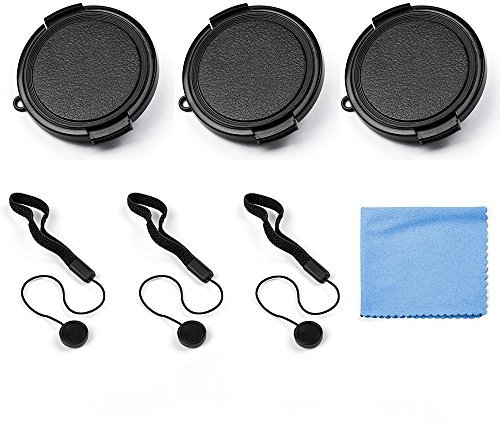 Fotover 67mm Objektivdeckel,3 Pack Universal Snap auf der Vorderseite Pinch Objektivdeckel Set für Canon Nikon Sony Olympus DSLR Kamera + Objektiv Cap Keeper Halter