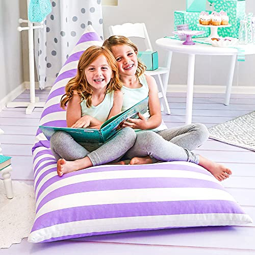 Butterfly Craze Fodera per sedia a sacco, organizer funzionale per giocattoli per bambini, da riempire con animali imbalsamati per creare un lettino gigante, imbottitura non inclusa, strisce viola