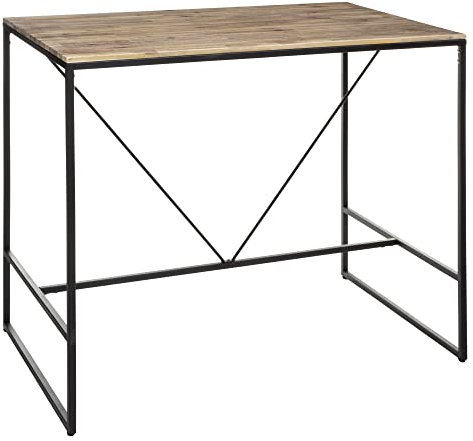 Atmosphera - Mesa Alta de Bar Edena, 115 cm, 6 plazas, Madera de Acacia y Metal Negro, Estilo Industrial - para Cocina y salón