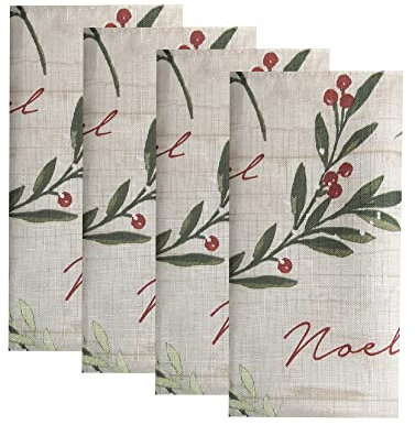 Elrene Home Fashions Holiday Tree Trimmings Napkin Set of 8, 17 x 17, Multi