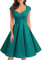 Bbonlinedress Robe Femme de Soirée Cocktail Vintage Femme Chic Courte pour Mariage Invité Gala Fête Témoin Anniversaire Col Carré Turquoise XL