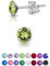 Orecchini Verdi Peridoto - Punto Luce Oro Rosa Con Brillantini di Cristallo 5 mm - A Perno - Donna - Colorati