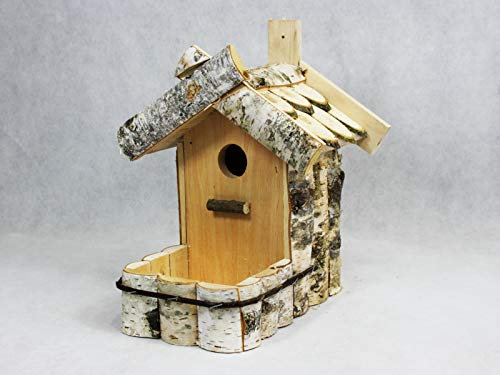 Damian-Wiklina Nistkasten für Vögel mit Futterautomat, hölzernes Vogelhaus, hölzerner Nistkasten 34 x 24 H 30 cm (32 mm)