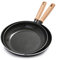 Greenpan Hudson - Juego de sartenes antiadherentes de cerámica saludable, 9.5 y 11 pulgadas, mango inspirado en madera vintage, sin PFAS, apto para lavavajillas, color negro