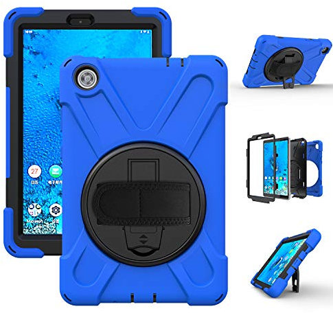 Coque Antichoc pour Lenovo Tab M8 8 TB-8505F TB-8505X, Housse de Protection Robuste à Rotation avec Support Fonction et Dragonne pour Lenovo Tab M8 8 TB-8505F TB-8505X (Bleu)
