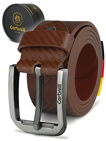 Cartvelli Premium Ledergürtel Herren Cognac Braun Carbon 105cm Made in Germany Geschenkbox Echt Leder Herrengürtel Jeansgürtel Gürtel 40mm Anzug jeans chino pants Hi-Tech-M19b-105