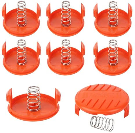 Capuchon de Bobine,Tianher 8 Pièces Capuchon de Bobine Rechange Capuchons Couvercle Remplacement Avec 8 Pièce Ressort pour Tondeuse à Gazon Black-Decker Rc-100-P Bobine de Coupe Afs.