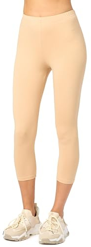 Merry Style Capri Leggings Damen 3/4 Baumwolle Stretch MS10-199 | Hoher Bund, breiter Gummibund, weich, elastisch und atmungsaktiv, für Yoga, Sport, Alltag, Zuhause und jede Jahreszeit